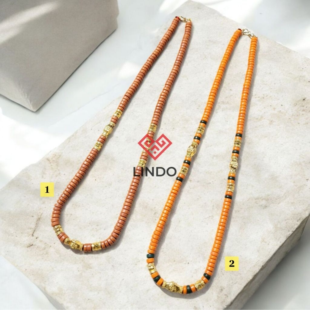 สร้อยคอลูกปัด Ata + ทองเหลืองป่ากาจัง (โครเมี่ยมทอง) Toraja (DE1022010)