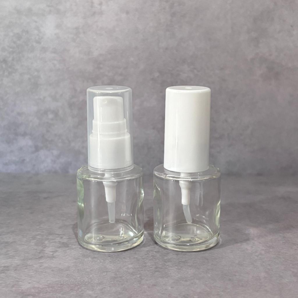RF ขวดแก้ว 20ml ปั๊มใส / เซรั่มแก้ว 20ml แบนไหล่ใส Essence ปั๊มขวดแก้ว 20ml ปั๊ม Essence