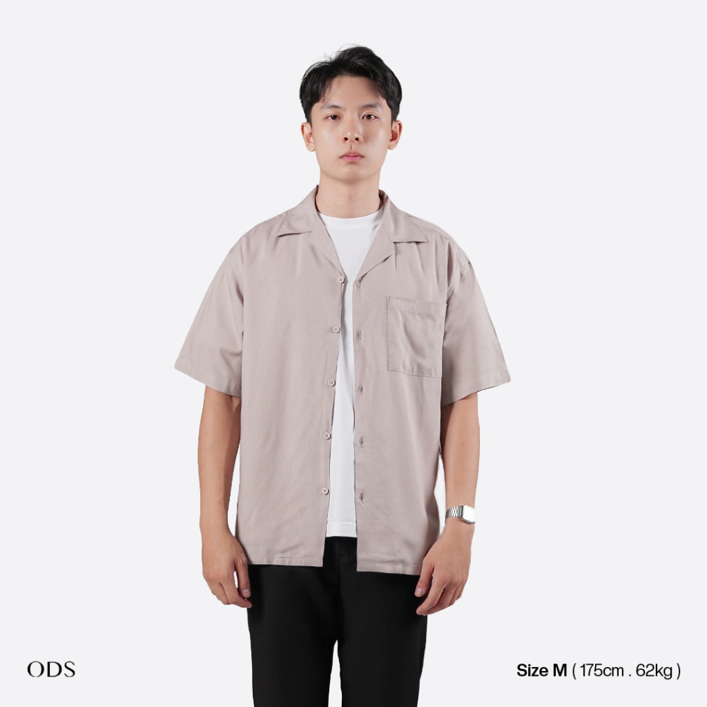 ODS เปิดคอปกนุ่มสัมผัสผ้าฝ้ายเสื้อแขนสั้นทรายนุ่ม