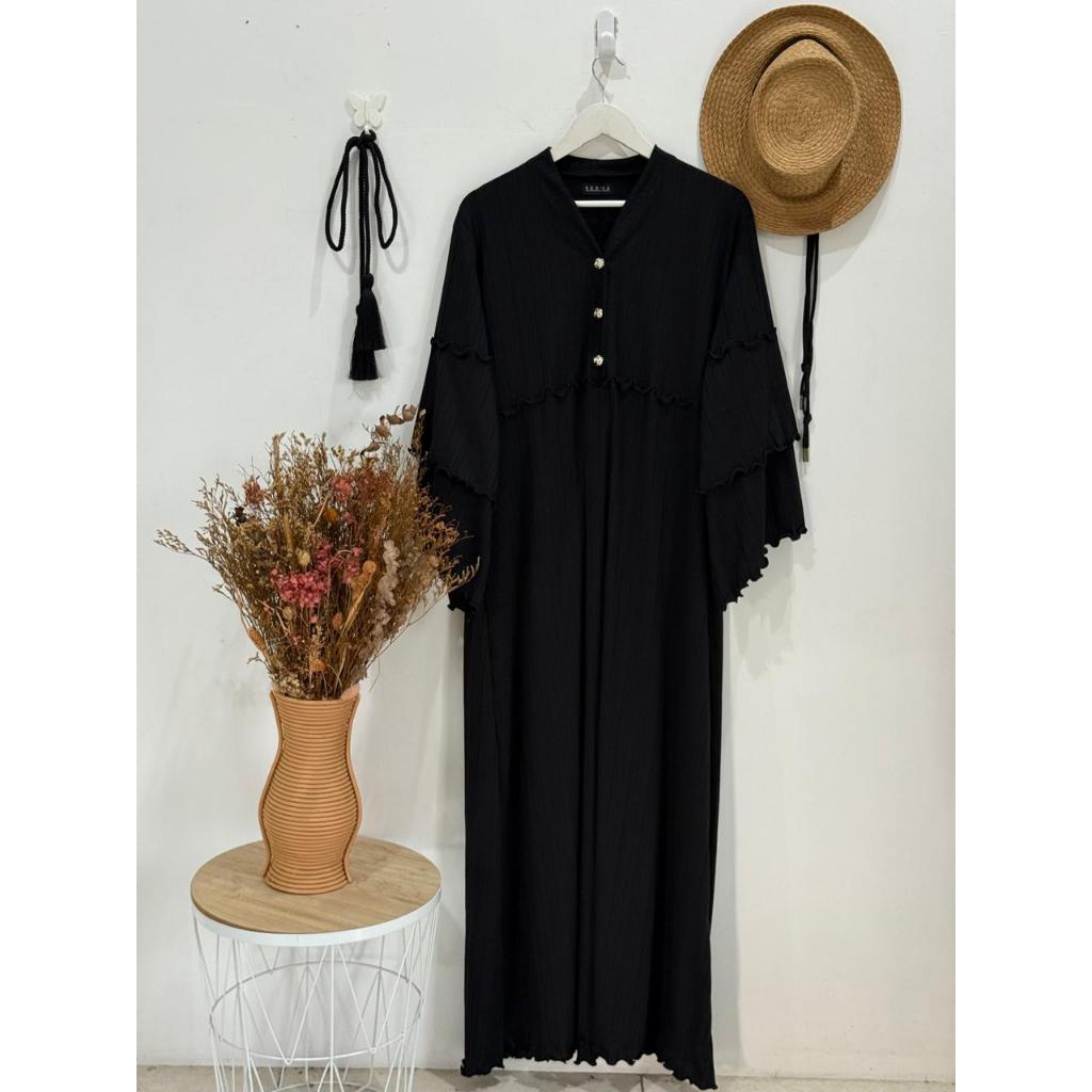 Pamelo Abaya ถักตุรกี Abaya ถักสวมใส่สีดําขนาดใหญ่