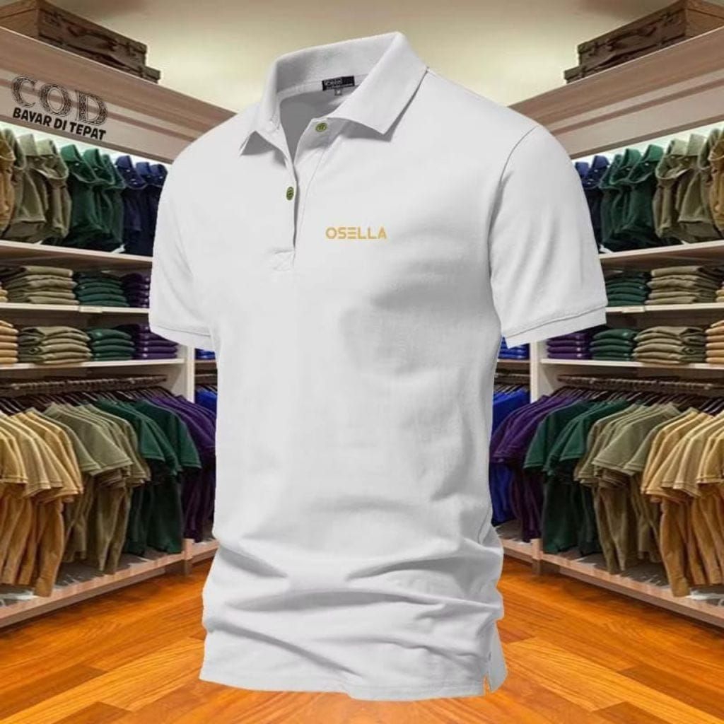 ใหม่!! ADULT MENS POLO SHIRT 0SS3LA LOGO COLLAR T-SHIRT - VINTAGE ADULT MENS COLLAR T-SHIRT