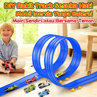 Mainan Mobil Balap Anak DIY Track Fleksibel – Mobil Alloy Inersia Tanpa Baterai | Edukatif & Kreatif
