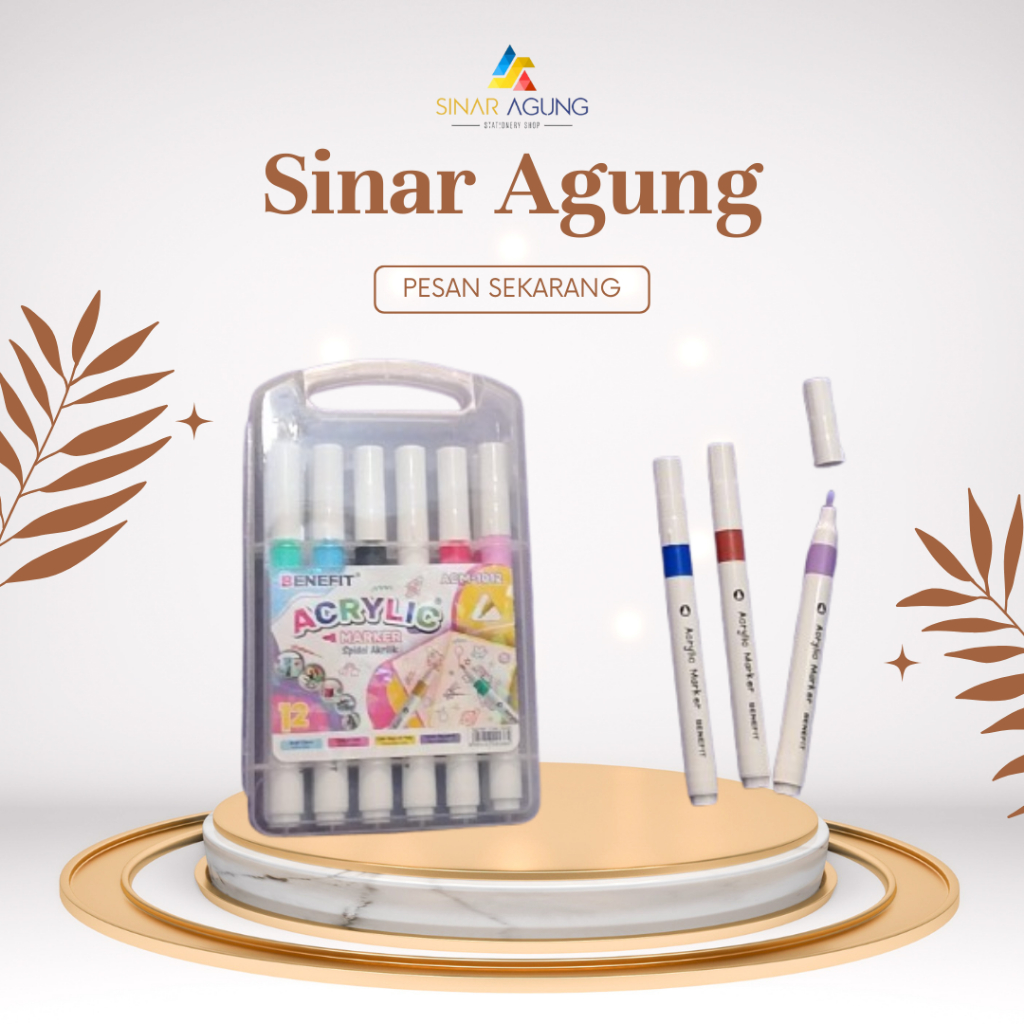 BENEFIT ACRYLIC MARKER/ ACRYLIC MARKER/ 12 COLORFUL ACRYLIC MARKER