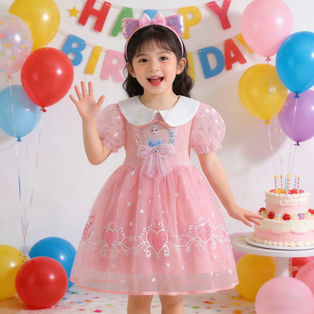 Frozen Elsa Girls Princess Dress Tulle Dress สําหรับวันเกิดฮาโลวีนเครื่องแต่งกาย