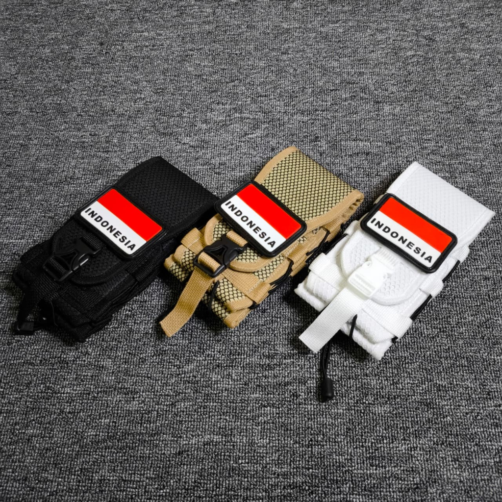 เคสโทรศัพท์ยุทธวิธี HP (Militech) มีโลโก้แพทช์ยางธงชาติอินโดนีเซีย