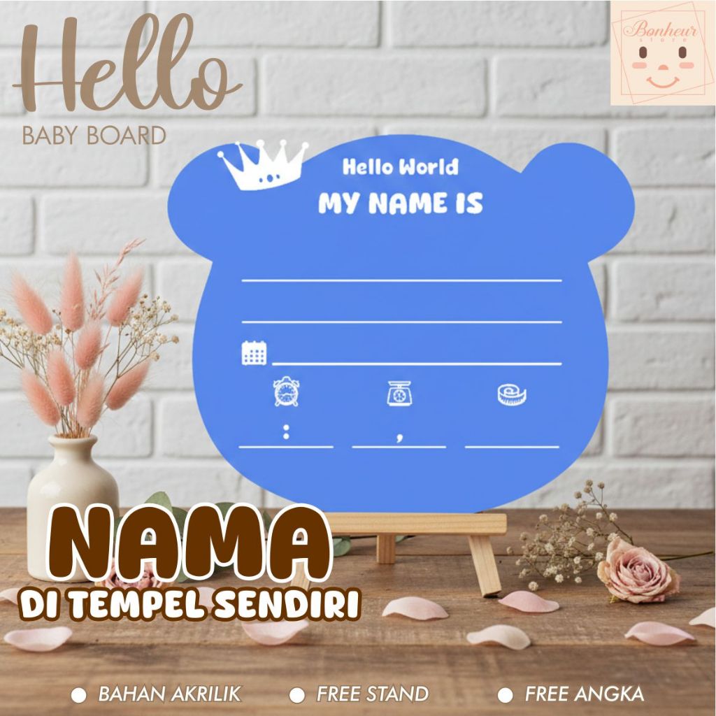 66. HELLO BABY BOARD ACRYLIC / HOSPITAL BOARD / BABY BIRTH BOARD ACRYLIC MATERIAL