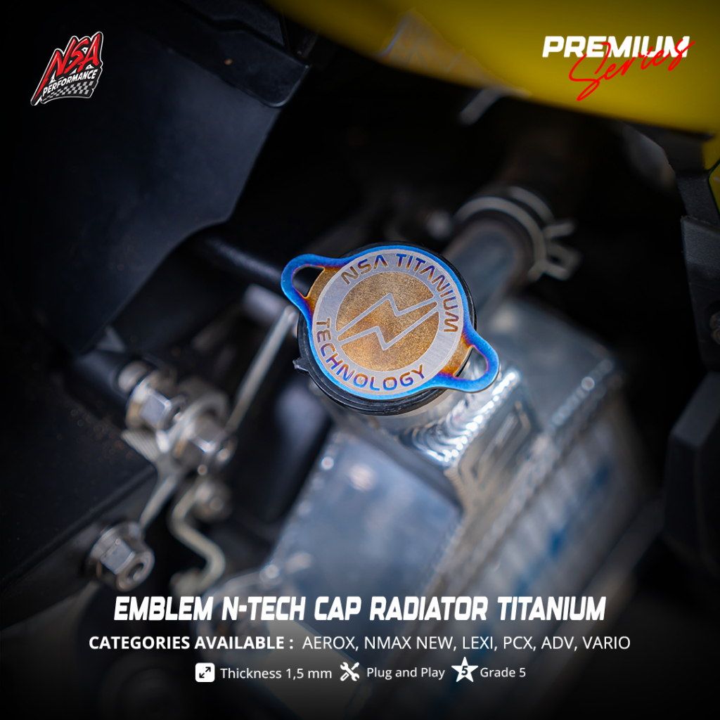 NSA PERFORMANCE Emblem N-TECH Cap หม้อน้ํา Titanium Universal อุปกรณ์มอเตอร์ไซค์.