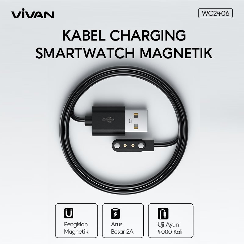 VIVAN Magnetic Data Cable WC2407 Smartwatch VWF19 Fast Charging 2A 10W Max รับประกัน 1 ปี