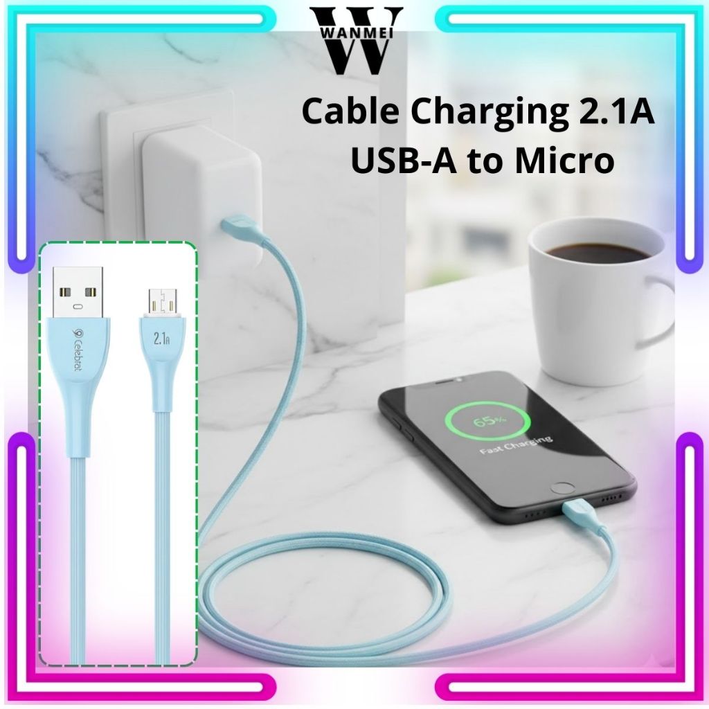 WM CB-23-AM USB to Micro 2.1A สายชาร์จเร็ววัสดุ Android Soft & ยืดหยุ่นดั้งเดิม