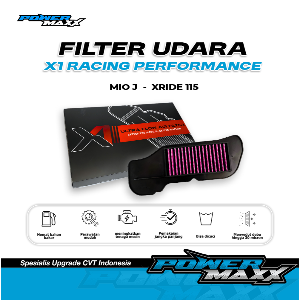 HYBRID AIR FILTER X RIDE 115 MIO J - X1 RACING - WASHABLE MOTORCYCLE FILTER