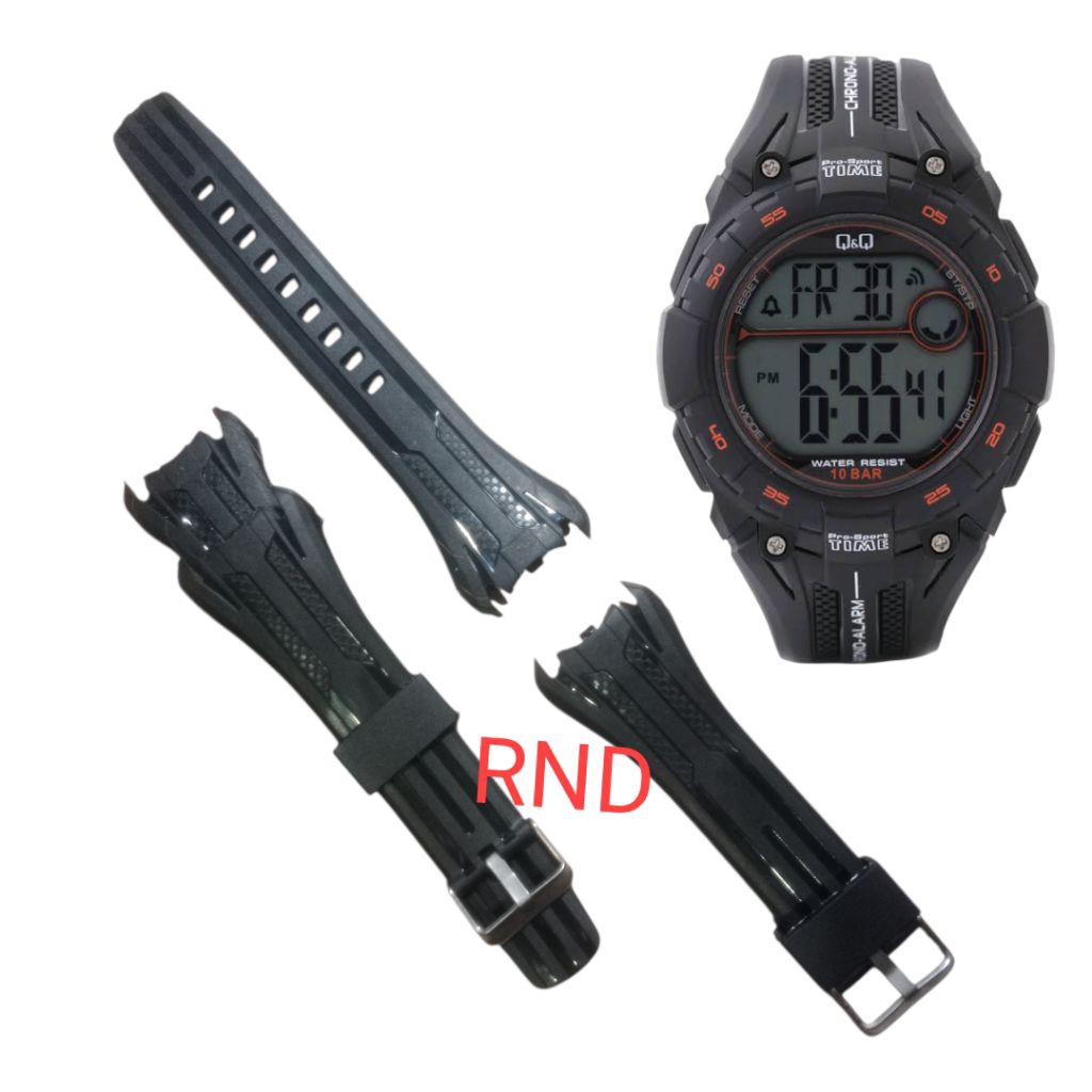 Q&Q M121 สายนาฬิกายาง ยาง Stra QQ QNQ Watch สีดํา