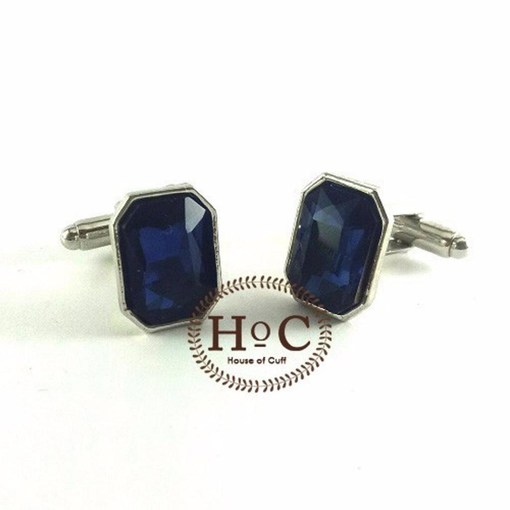 KEMEJA CUFFLINK CUFFLINKS FRENCH CUFF HEXAGON BLUE GEM SHIRT BUTTON CUFF