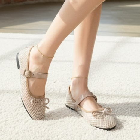 รองเท้าส้นเตี้ยบัลเล่ต์อินเทรนด์ Delline AG-02