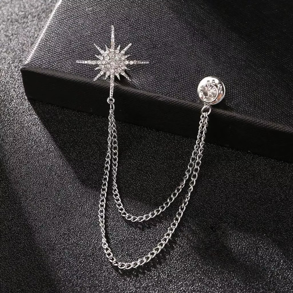 มาเลเซีย DOANGLE BRUSH PIN BroUSH CHAIN JACKET BROOTH ELEGANT DURABLE CLOTHES BROOCH