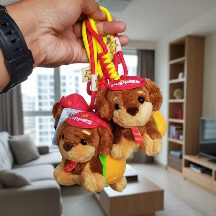 GANTUNGAN Puppies Burger Doll Bag Charm/ที่แขวนตุ๊กตา/พวงกุญแจ/ที่แขวนกระเป๋า