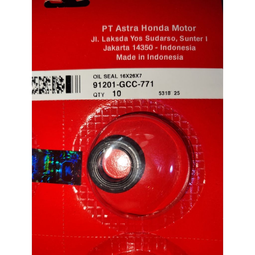 (ORIGINAL). ซีลแม่เหล็ก (16X26X7) BEAT CARBON. 91201-GCC-771. อืม อืม อืม อืม อืม อืม