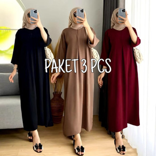 DASTER CRINGKLE LENGAN 3/4 DAPAT 3 PCS