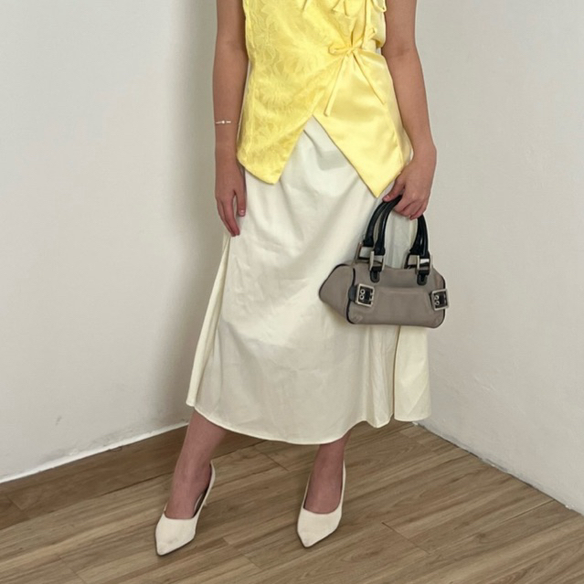 กระโปรง Demie - กระโปรงผ้าซาตินยาวผู้หญิง A-Line Maxi กระโปรง