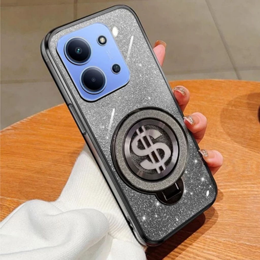 HP REDMI 15C Glitter Dollar Ring Stand เคสโทรศัพท์ชาร์จไร้สาย