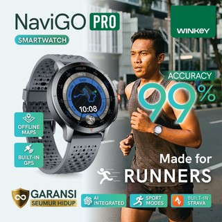 WINKEY Smartwatch Running NaviGO PRO STRAVA Built in GPS Offline Maps Akurat 99% Layar AMOLED