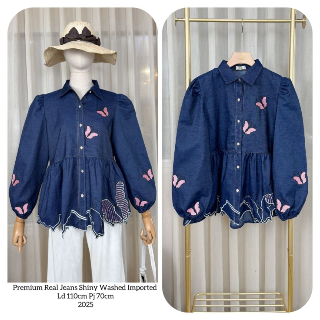 YLC Denim Butterfly เย็บปักถักร้อยราคาด้านบน