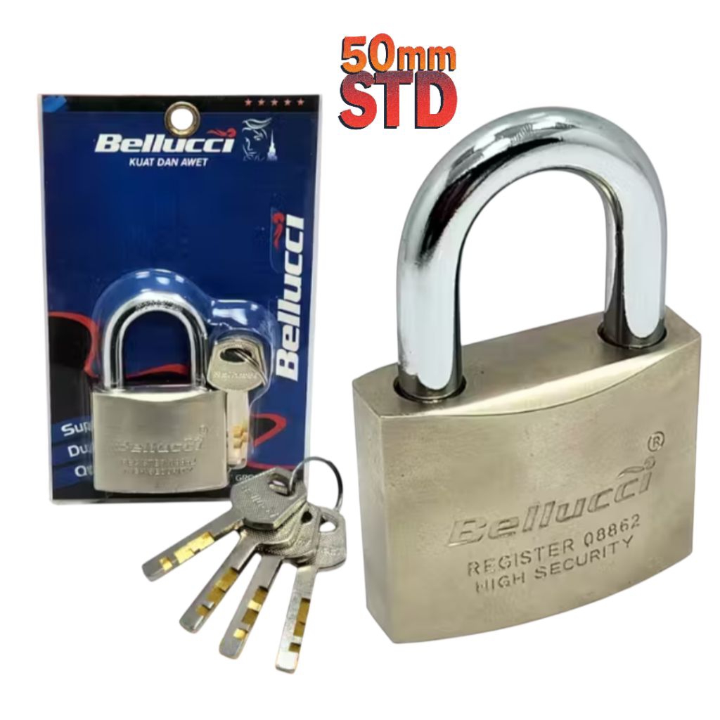 BELLUCCI 50 MM STD PADLOCK / กุญแจล็อครั้วคอสั้น Bellucci / กุญแจล็อคคอสั้น 50 มม. / กุญแจล็อคสั้น 5