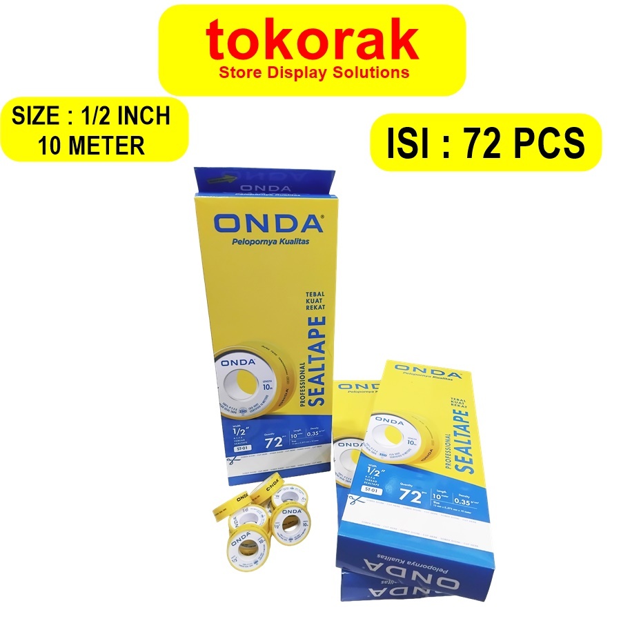เทปซีล 1/2 นิ้ว 10 เมตรเต็นท์ 72 ชิ้น ONDA SEALTAPE PIPE INSULATION FAUCET 1/2" เทปซีล 10M PIPE INSU