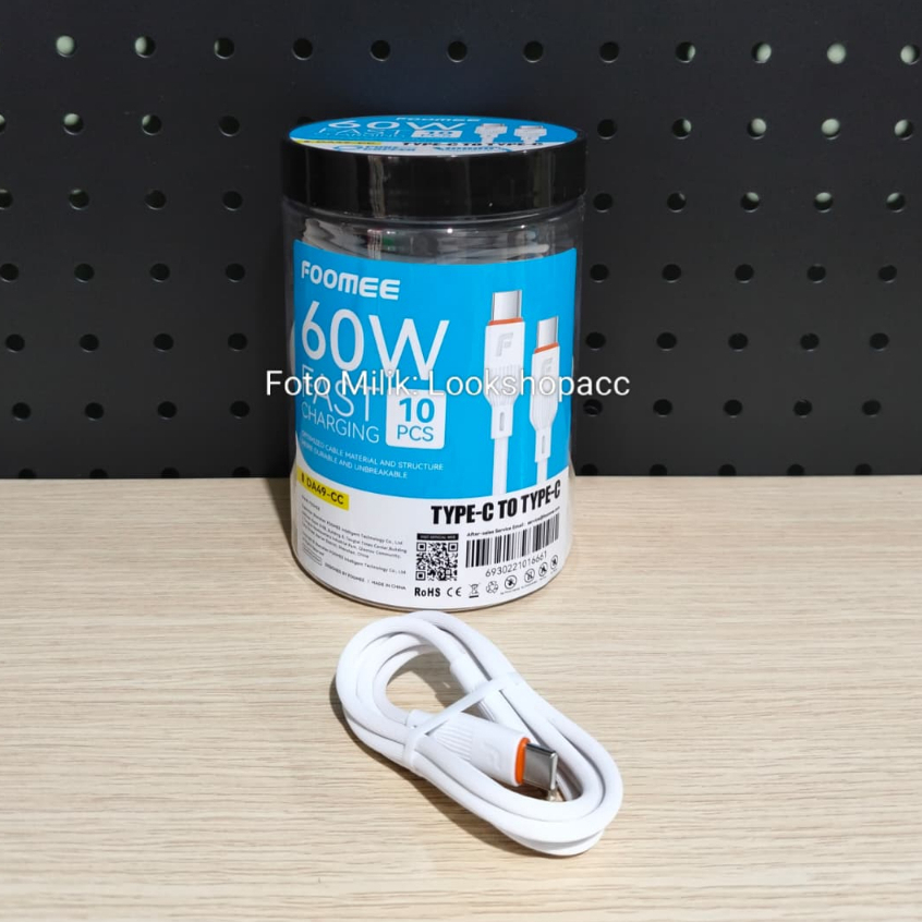 FOOMEE DA49-CC TYPE-C TO TYPE-C DATA CABLE (1 JAR CONTAINS 10 PCS) 60W 1000MM FAST CHARGING DATA CAB