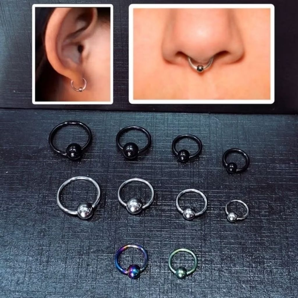 TITANIUM RINGBALL EARRINGS / SIPTUM NOSE EAR PIERCING / EARRINGS / TITANIUM RINGBALL PIERCING