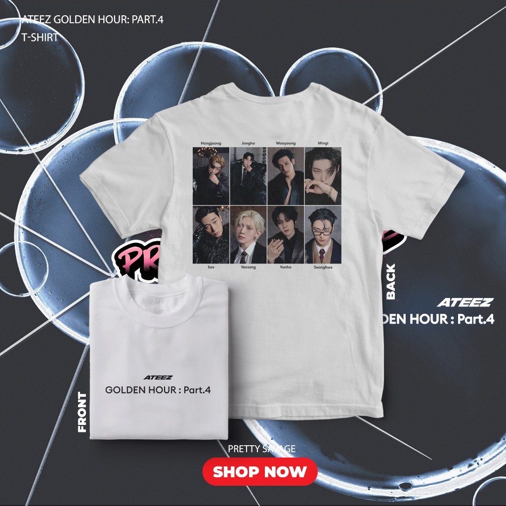 Pretty Savage- เสื้อยืดชั่วโมงสีทอง Ateez ส่วน 4 กลุ่มภาพ