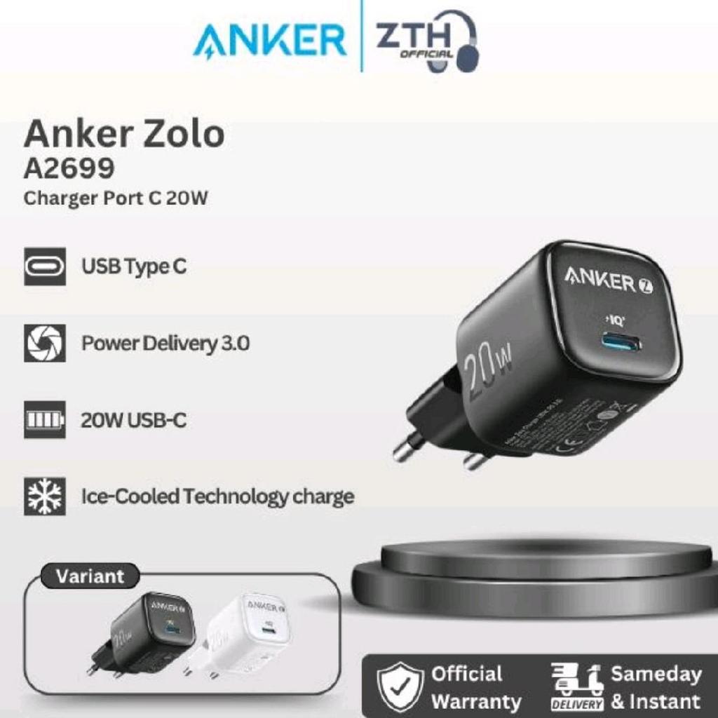 อะแดปเตอร์ Anker Zolo GaN 20W หัวชาร์จแบบชาร์จเร็วของแท้