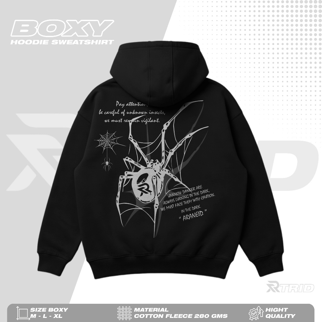 THEREAL.ID - Unisex Spider Cotton Fleece Boxy Hoodie 280 GMSJacket Hoodie Cotton Fleece