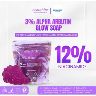 BEAUTHINC 3% Alpha Arbutin Glow Soap - Sabun Pencerah Kulit dan Pemutih Badan With 12% Niacinamide