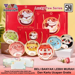 [Hadiah Hari Anak] HOMESTUFF Mangkok Set Keramik Motif Hewan Lucu / Hampers Mangkok Souvenir Hadiah Hari Anak / Nature Fresh Mangkok Keramik / Garansi