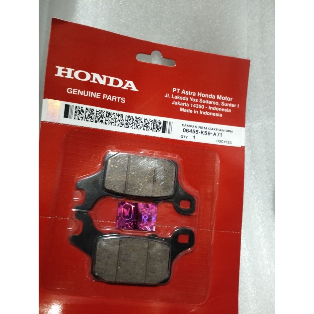 ผ้าดิสเบรคหน้า-06455-K59-A71- Vario 150 led แท้