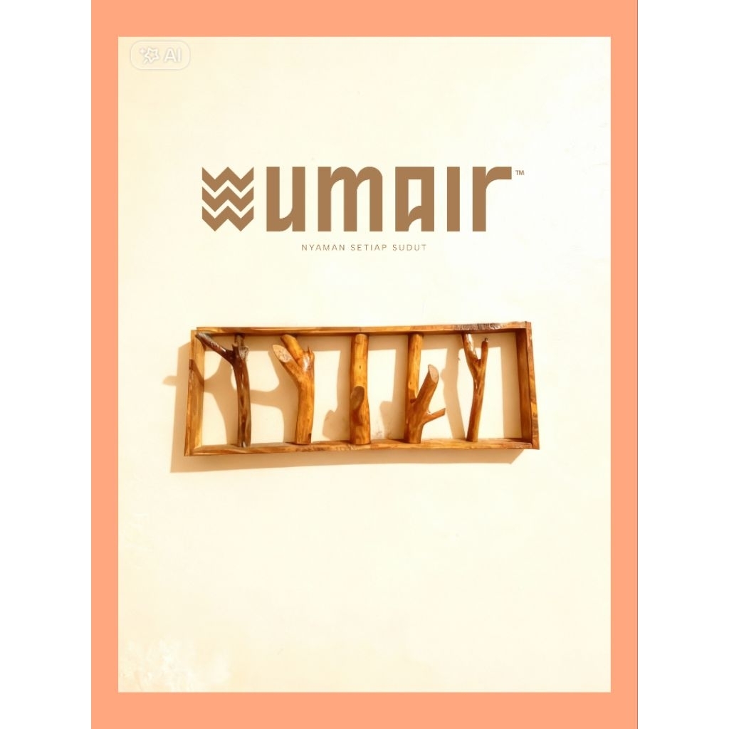 กันตุน ​[PREMIUM] Aesthetic Natural Wooden Clothes & Key Hanger - Umair Wall Decor