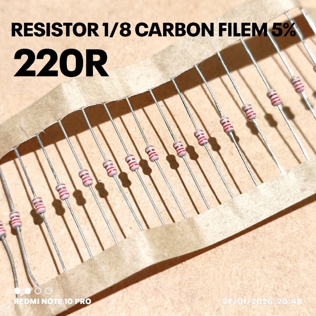 (10 ชิ้น) 1/8W 1/8WATT 220 220R OHM CF 5% ROHS RESISTOR