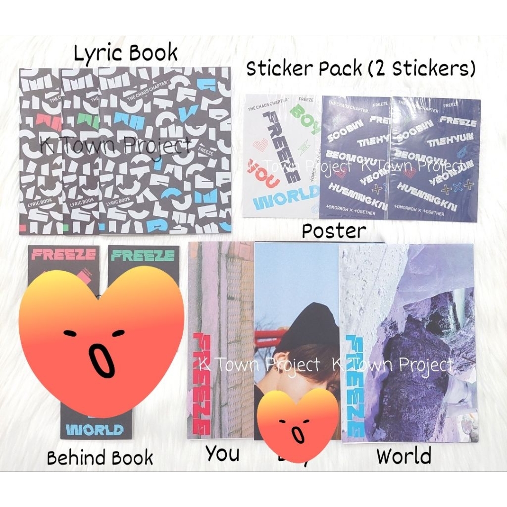 TXT FREEZE BOY YOU WORLD โปสเตอร์อัลบั้ม LYRIC BOOK STICKER PACK BEHIND BOOK