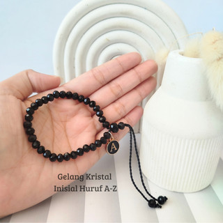 Gelang Kristal Inisial A-Z Gelang Kristal Viral - Gelang Bulat Kristal Bebas Pilih Huruf