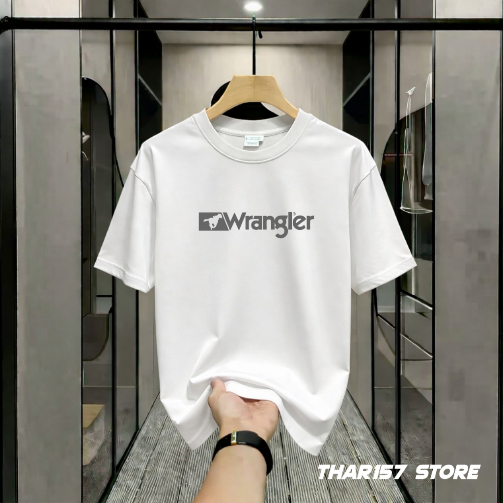เสื้อยืดผู้ใหญ่ขนาดใหญ่ S-6XL Wangler Block Silver Motif วัสดุพรีเมี่ยมแขนสั้น