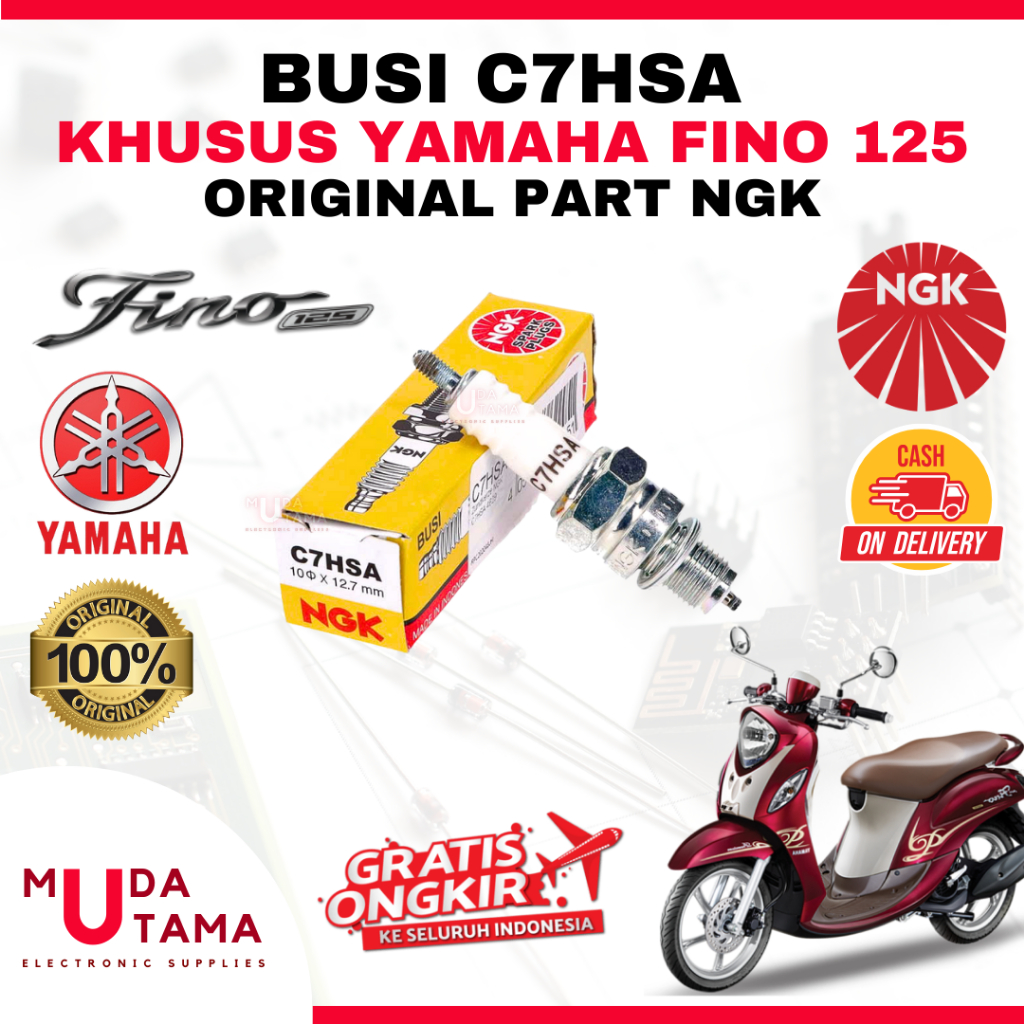 YAMAHA FINO 125 หัวเทียนมอเตอร์ไซค์ - ORIGINAL NGK C7HSA (IRIDIUM) | หัวเทียน FINO 125 ORIGINAL NGK 