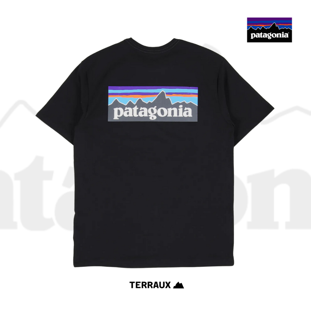 เสื้อยืดโลโก้ Patagonia P-6 Responsibili - ดูสีดํา | เสื้อยืด Patagonia Resposibli