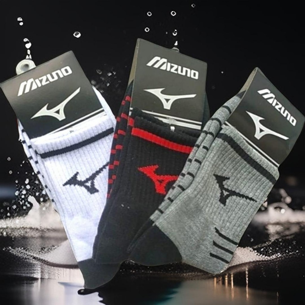 MIZUNO มิซูโน่ ถุงเท้ากีฬาลายหนาสบาย/ถุงเท้ากีฬาสั้น/ถุงเท้าแบดมินตันสําหรับผู้ชายและผู้หญิง