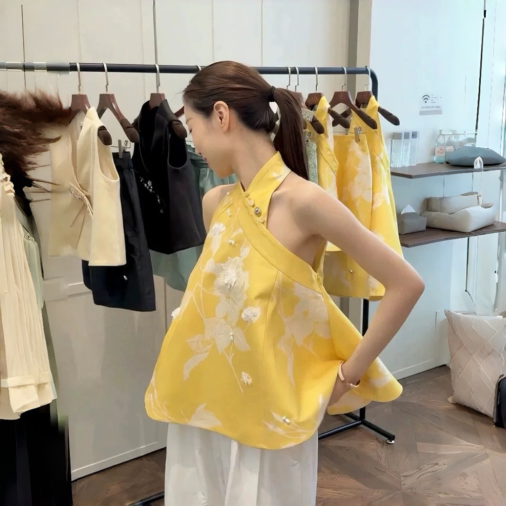 Sweetjola Rong Qipao Halter Top Modern