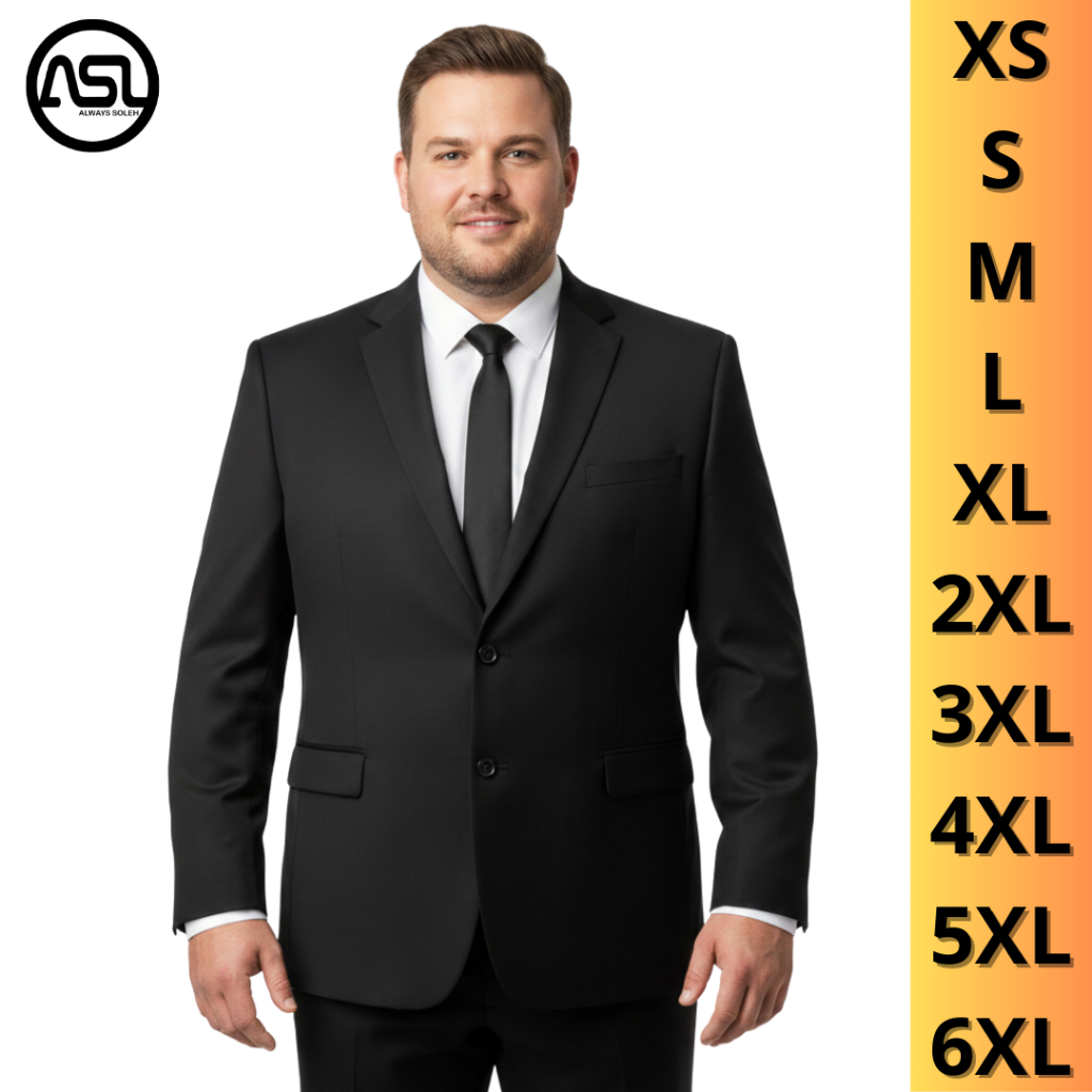 ชุดสูทผู้ชายจัมโบ้ขนาด 6XL 5XL 4XL 3XL 2XL XL LMS XS เส้นรอบวงหน้าอก 96 ซม.-136 ซม.พรีเมี่ยมคุณภาพสูง
