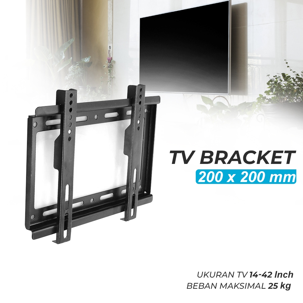 [14-42INCH] - Taffiware Wall TV Bracket 14-42 นิ้วคงที่ VESA 200x200 Load 25kg - HD601 - สีดํา