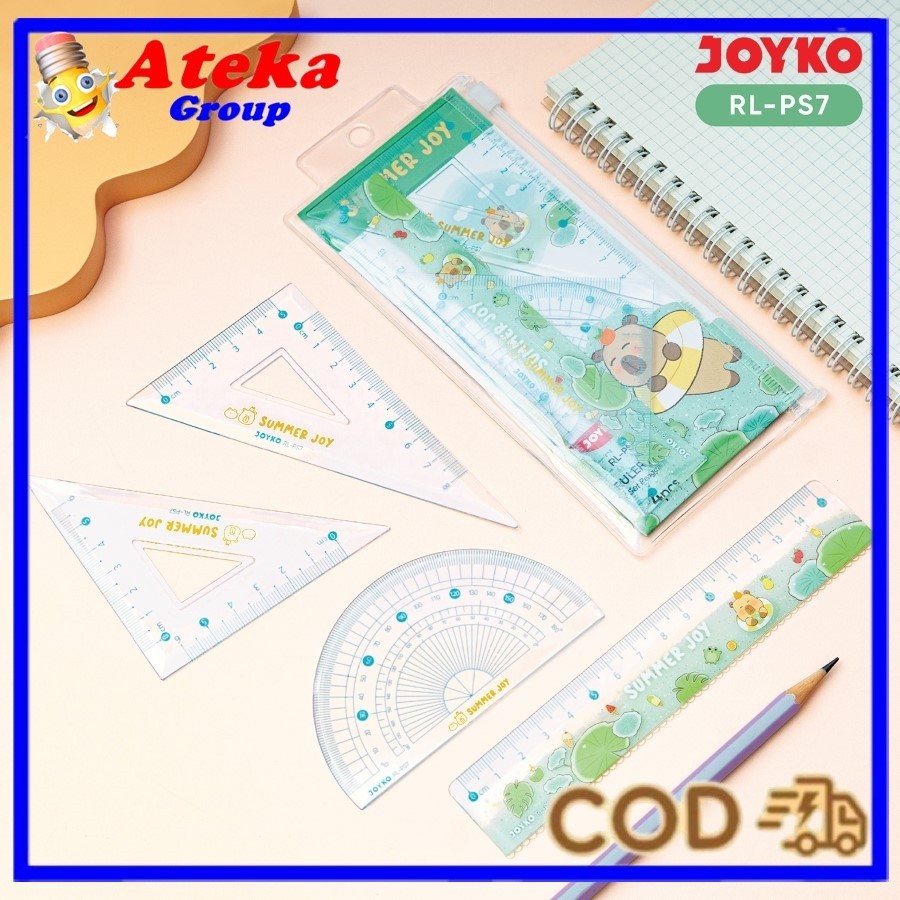 [1SET] JOYKO ชุดไม้บรรทัด RL-PS7 1 ชุด 4 ชิ้น Summer Joy