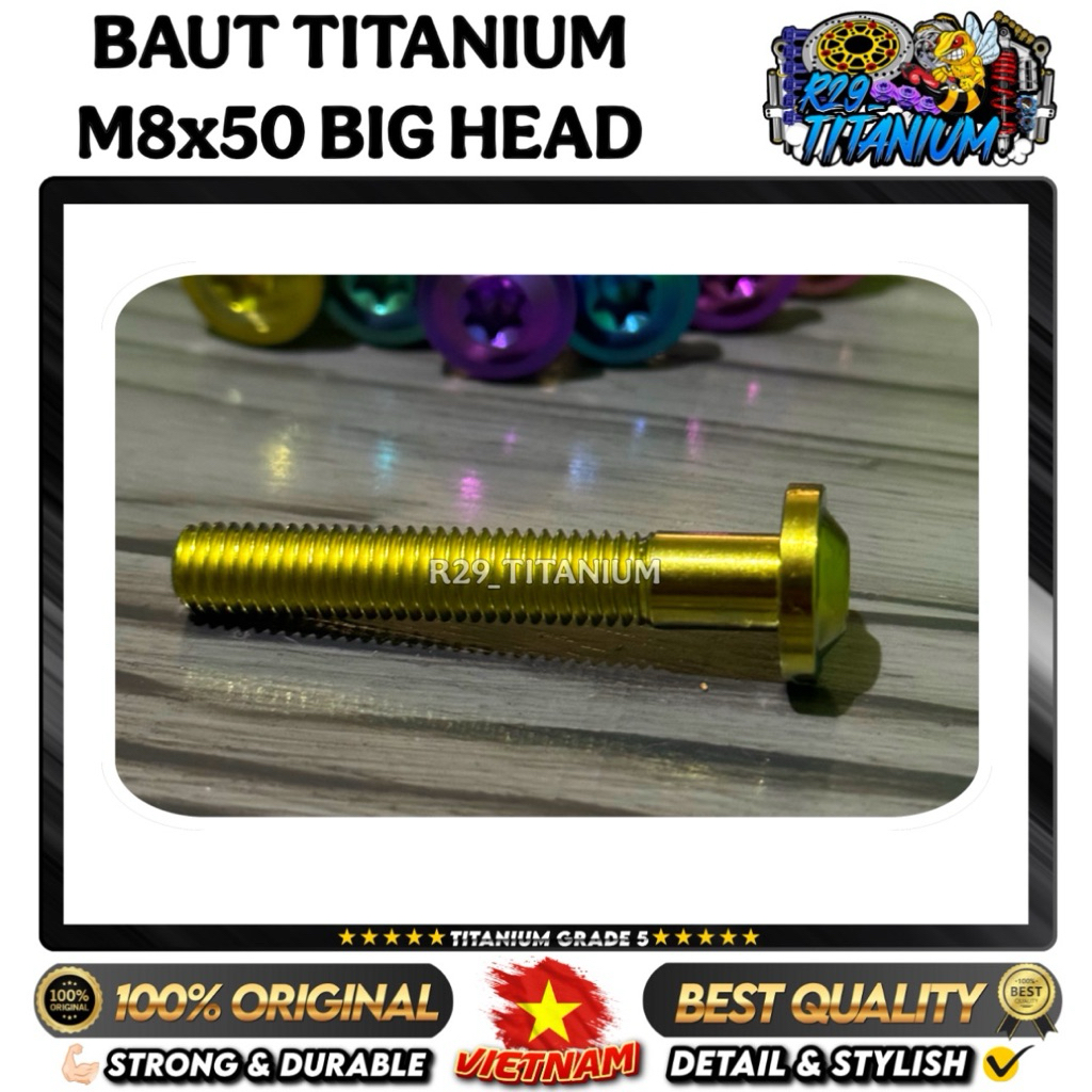 M8x50 BIG HEAD ORIGINAL TITANIUM GR5 TITANIUM BOLT