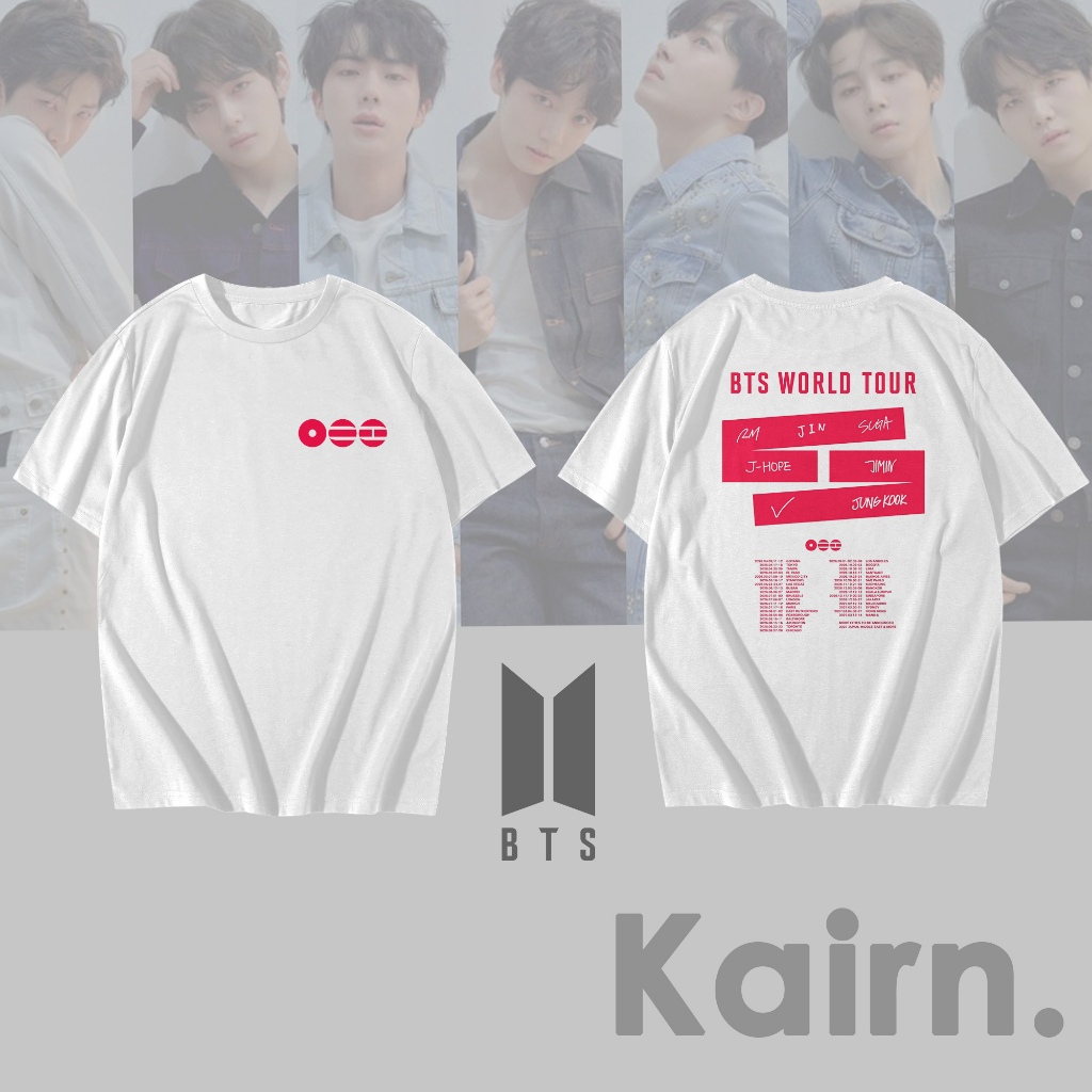 KAIRN - BTS WORLD TOUR SCHEDULE เสื้อยืด / BTS TSHIRT / เสื้อยืด BTS ARMY / เสื้อยืด KPOP / FANSMERC