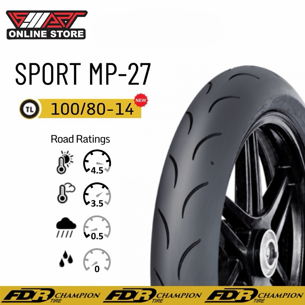 FDR TL SPORT MP-27100/80 - 14 ยางมอเตอร์ไซค์แบบไม่มียาง